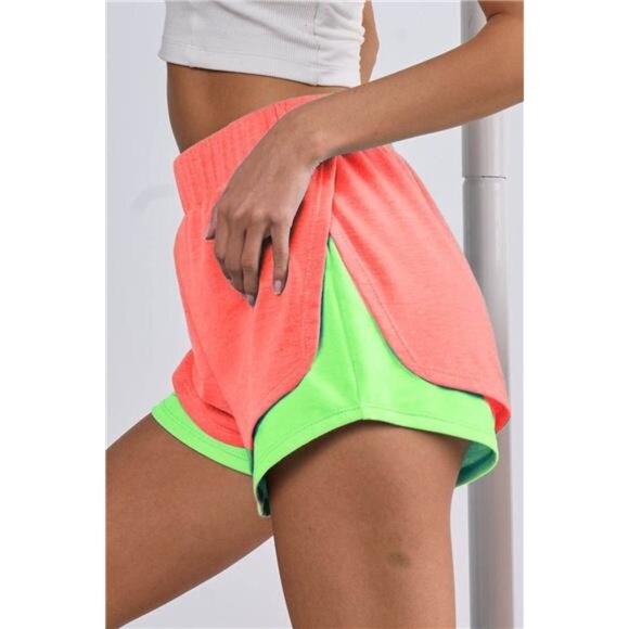 BiBi French Terry Knit Color Block with Sid Slit Shorts - Picture 1 of 3